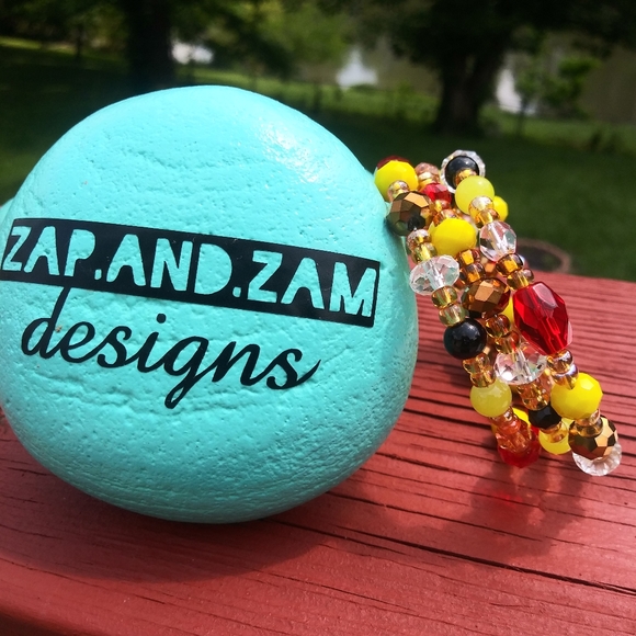 Glass Beaded Bracelet Red Chiefs Gold Love Handmade Taylor Swift Vibes Artisan - Picture 14 of 15